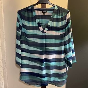 a.n.a sheer blue stripped top